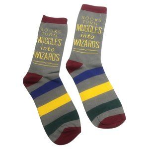 Out of Print Unisex Books Turn Muggles into Wizards Socks Large